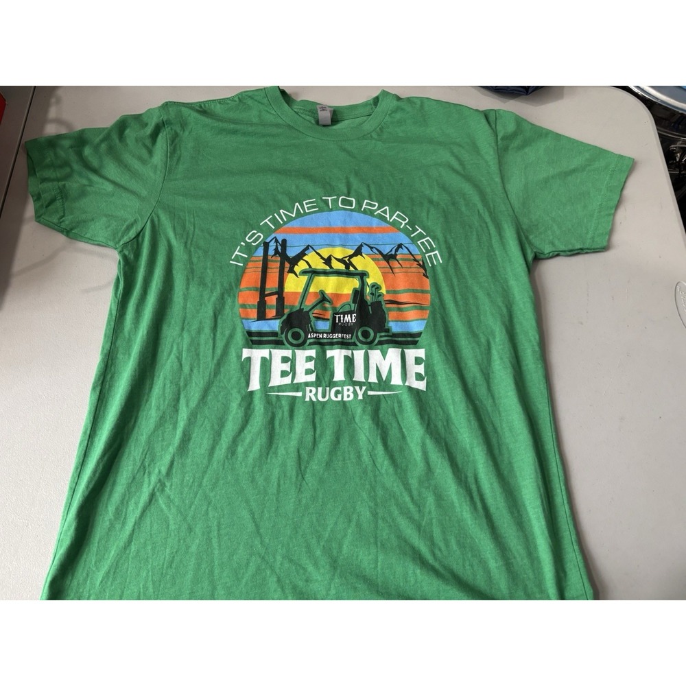 Aspen Ruggerfest Tee Time Rugby T Shirt Green XL
